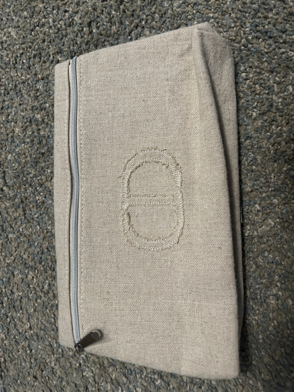 Dior Beige Canvas Pouch with Embroidered Logo